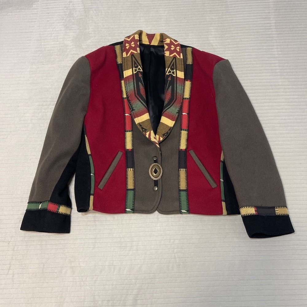 Coloratura Southwest Western Coat Jacket Womens Large 100% Wool USA Made